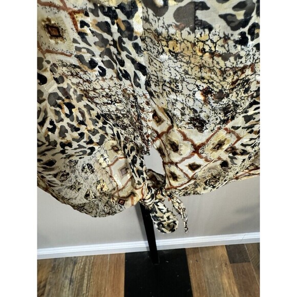 Maggie Lawrence Women Shirt Large Crop Top Long Sleeve Button Down Front Tie Vtg - Picture 3 of 8